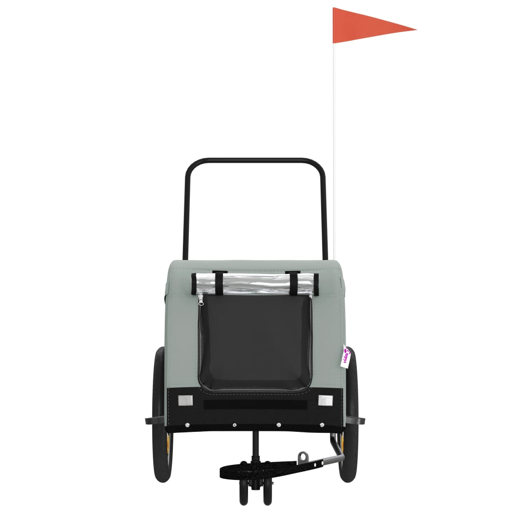 Glamorous Pups : vidaXL Pet Bike Trailer Black and grey Oxford fabric Collapsible