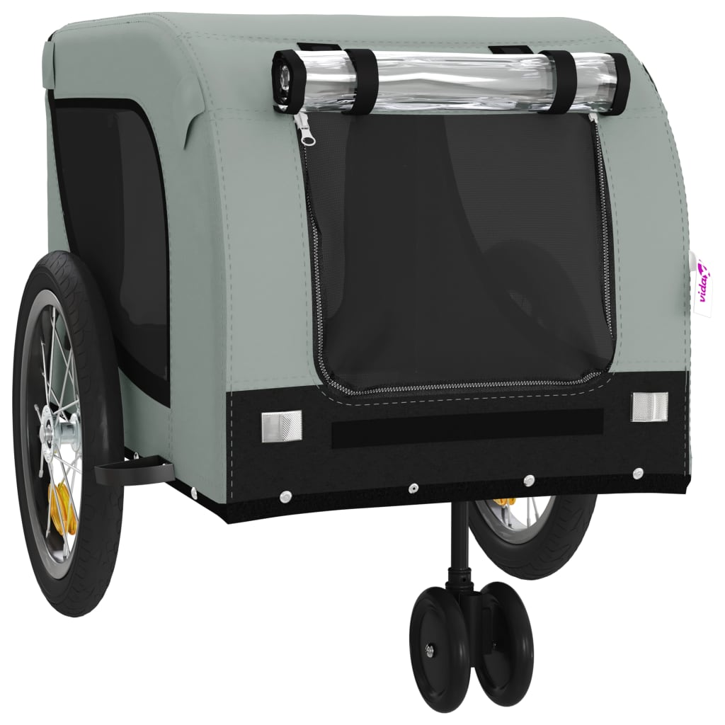 Glamorous Pups : vidaXL Pet Bike Trailer Black and grey Oxford fabric Collapsible