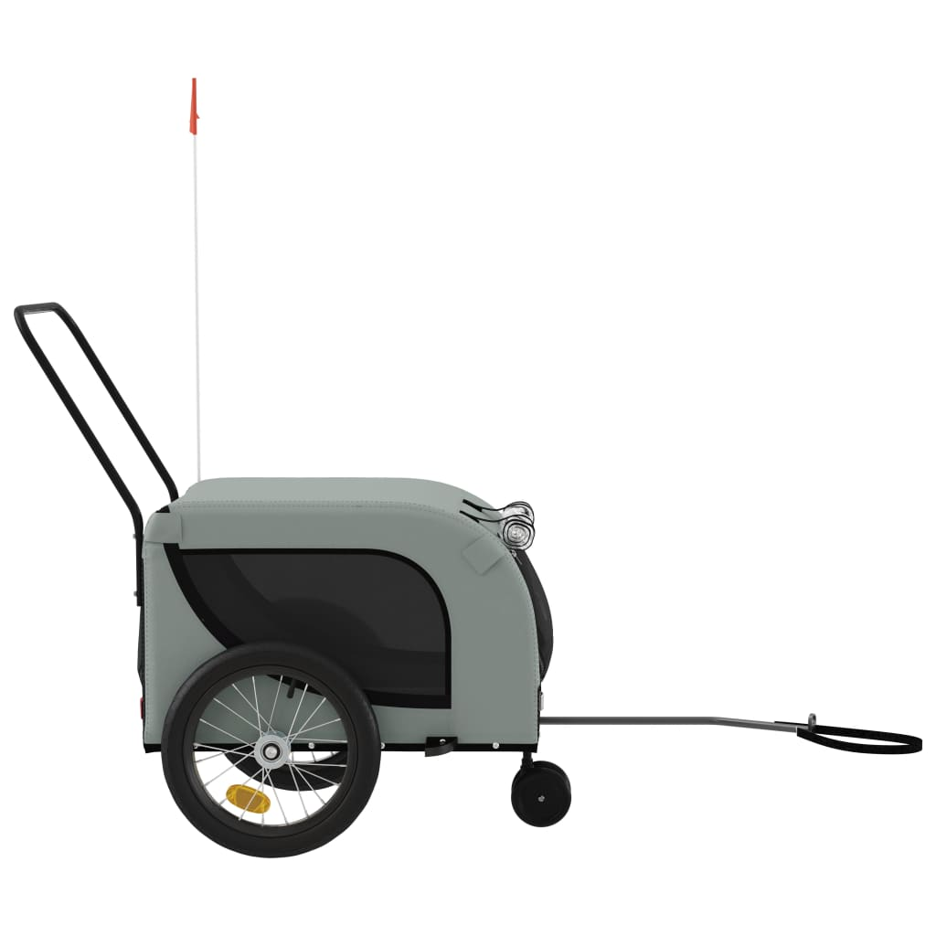 Glamorous Pups : vidaXL Pet Bike Trailer Black and grey Oxford fabric Collapsible