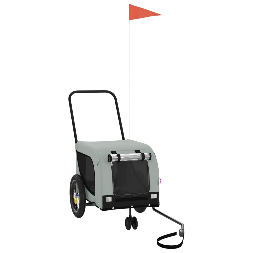 Glamorous Pups : vidaXL Pet Bike Trailer Grey and Black Oxford fabric, iron, PVC Medium