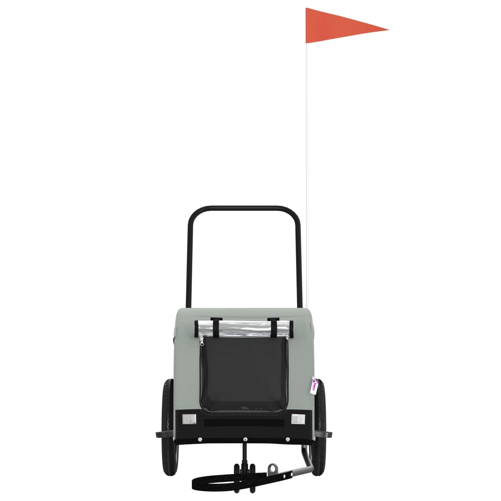 Glamorous Pups : vidaXL Pet Bike Trailer Grey and Black Oxford fabric, iron, PVC Medium