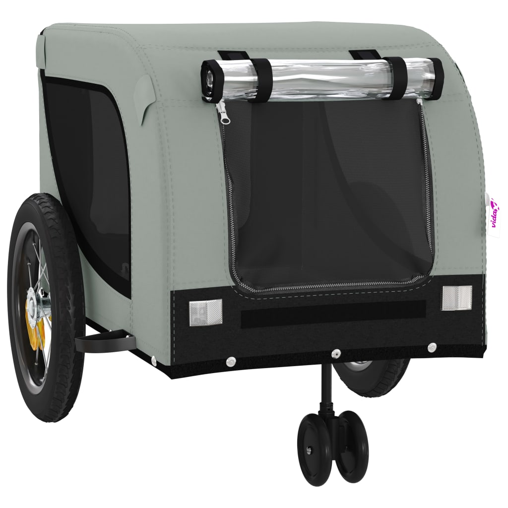 Glamorous Pups : vidaXL Pet Bike Trailer Grey and Black Oxford fabric, iron, PVC Medium