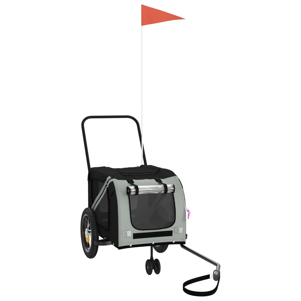 Glamorous Pups : vidaXL Pet Bike Trailer Grey and Black Oxford Fabric, Iron, PVC Sturdy