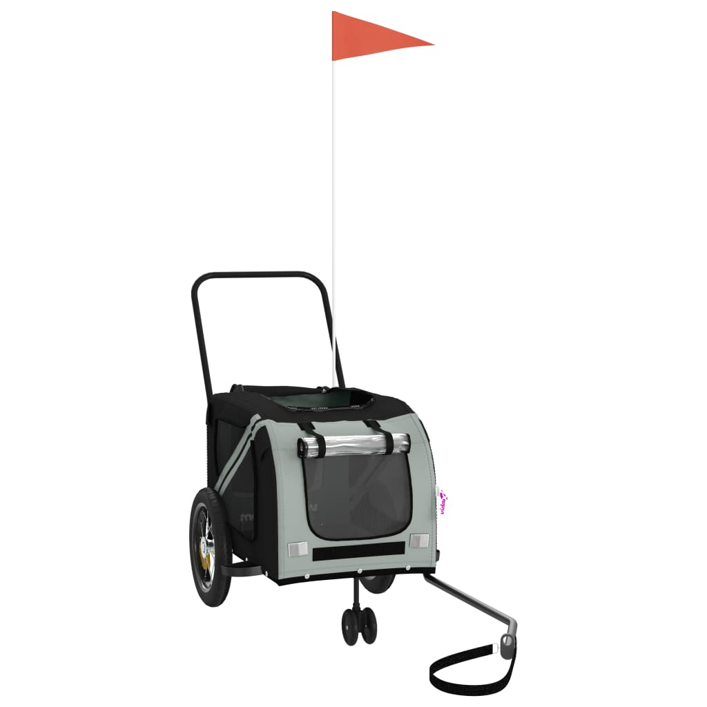 Glamorous Pups : vidaXL Pet Bike Trailer Grey and Black Oxford Fabric, Iron, PVC Sturdy