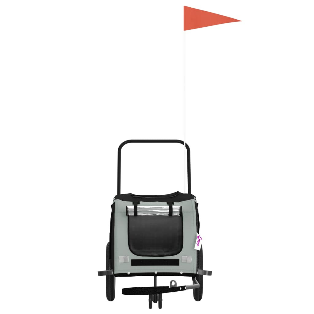 Glamorous Pups : vidaXL Pet Bike Trailer Grey and Black Oxford Fabric, Iron, PVC Sturdy