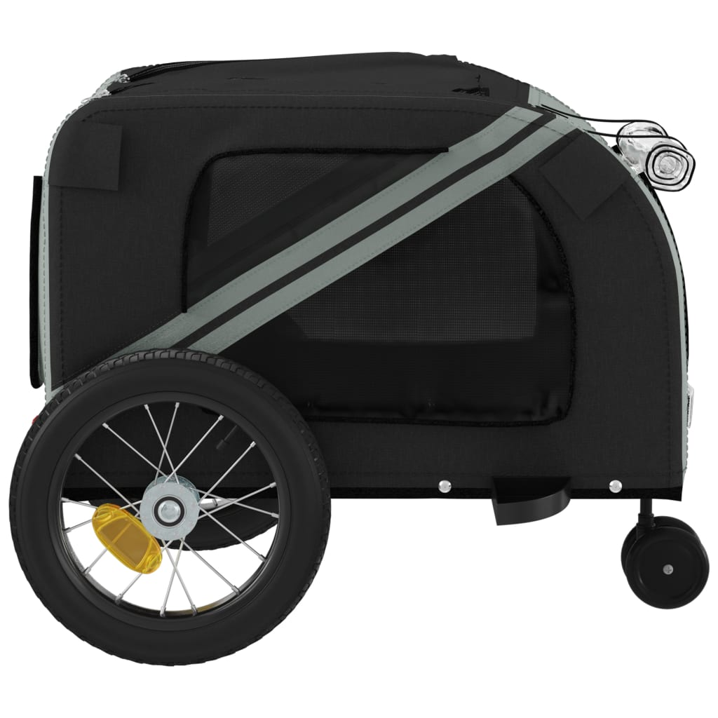 Glamorous Pups : vidaXL Pet Bike Trailer Grey and Black Oxford Fabric, Iron, PVC Sturdy