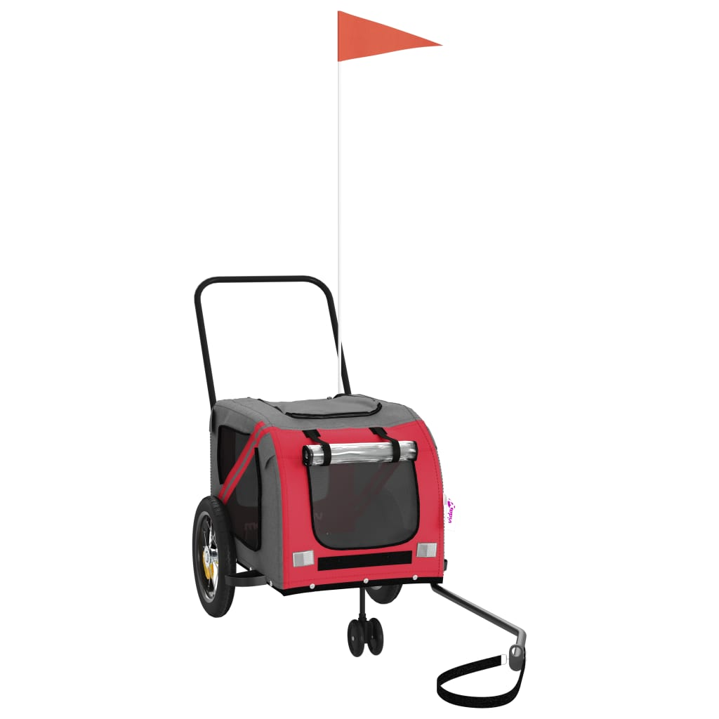 Glamorous Pups : vidaXL Pet Bike Trailer Red and black Oxford fabric, iron, PVC Medium