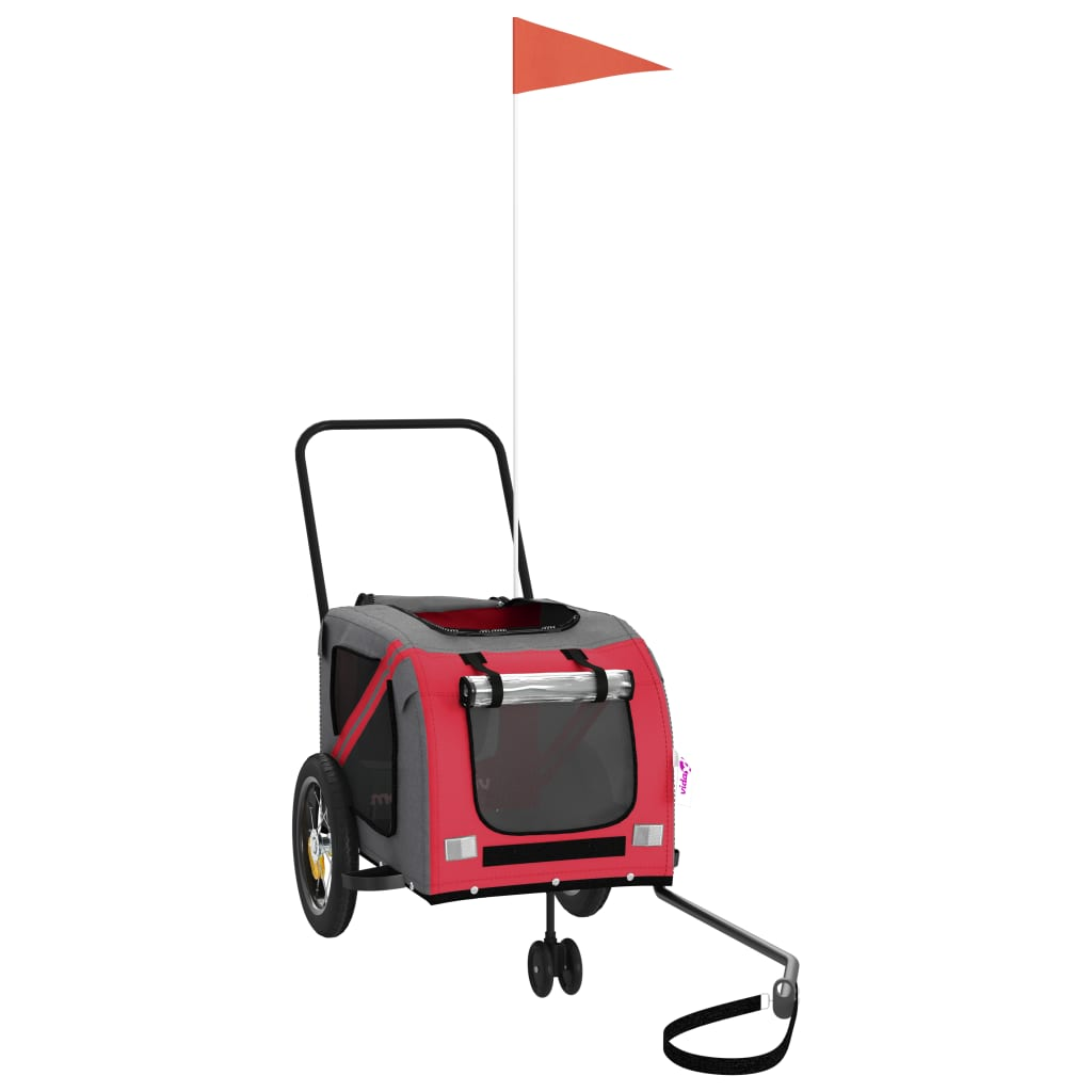Glamorous Pups : vidaXL Pet Bike Trailer Red and black Oxford fabric, iron, PVC Medium