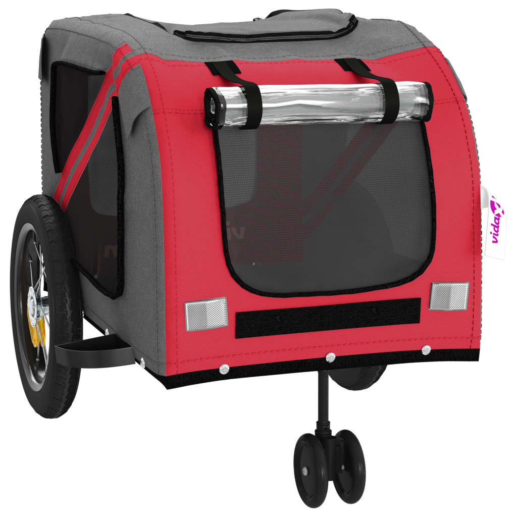Glamorous Pups : vidaXL Pet Bike Trailer Red and black Oxford fabric, iron, PVC Medium