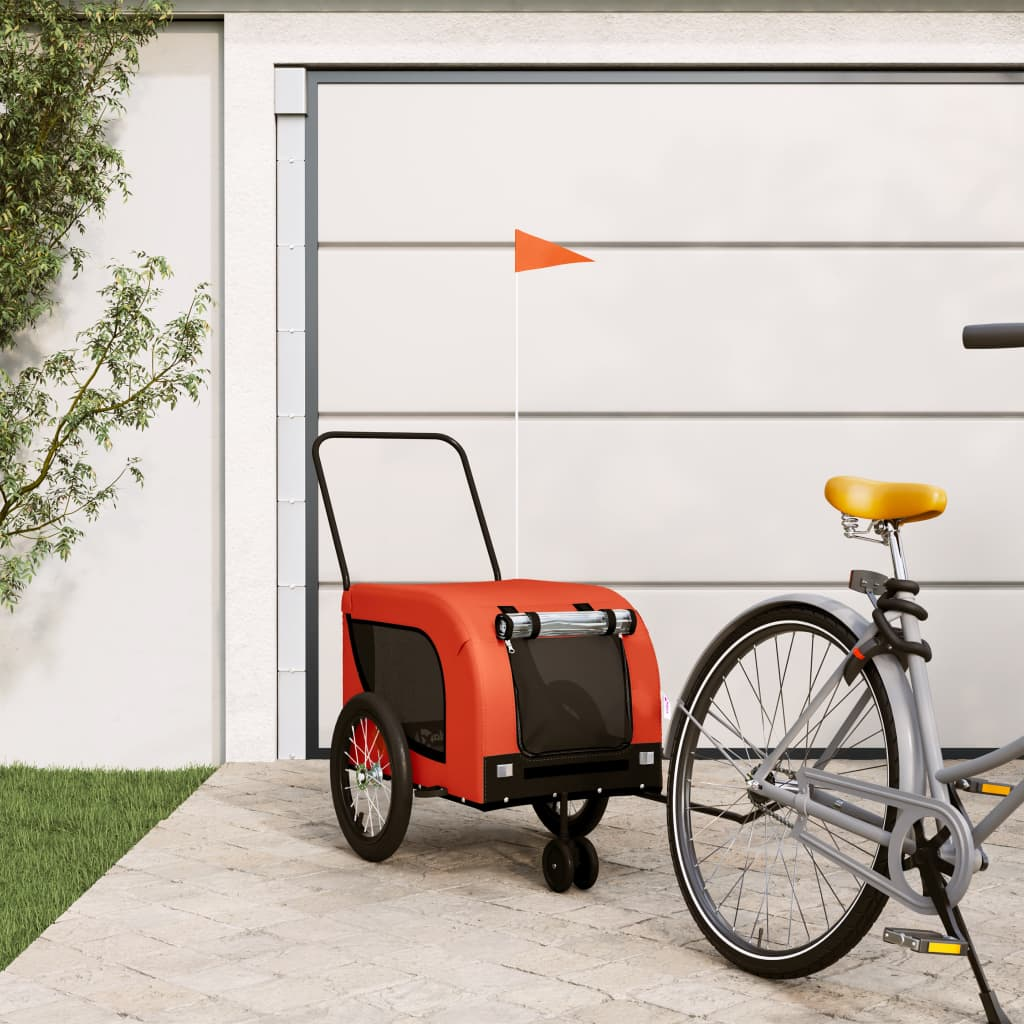 Glamorous Pups : vidaXL Pet Bike Trailer Orange and Black Iron, Oxford fabric, PVC