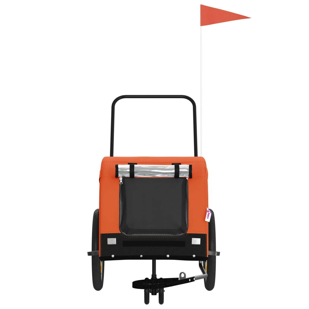 Glamorous Pups : vidaXL Pet Bike Trailer Orange and Black Iron, Oxford fabric, PVC
