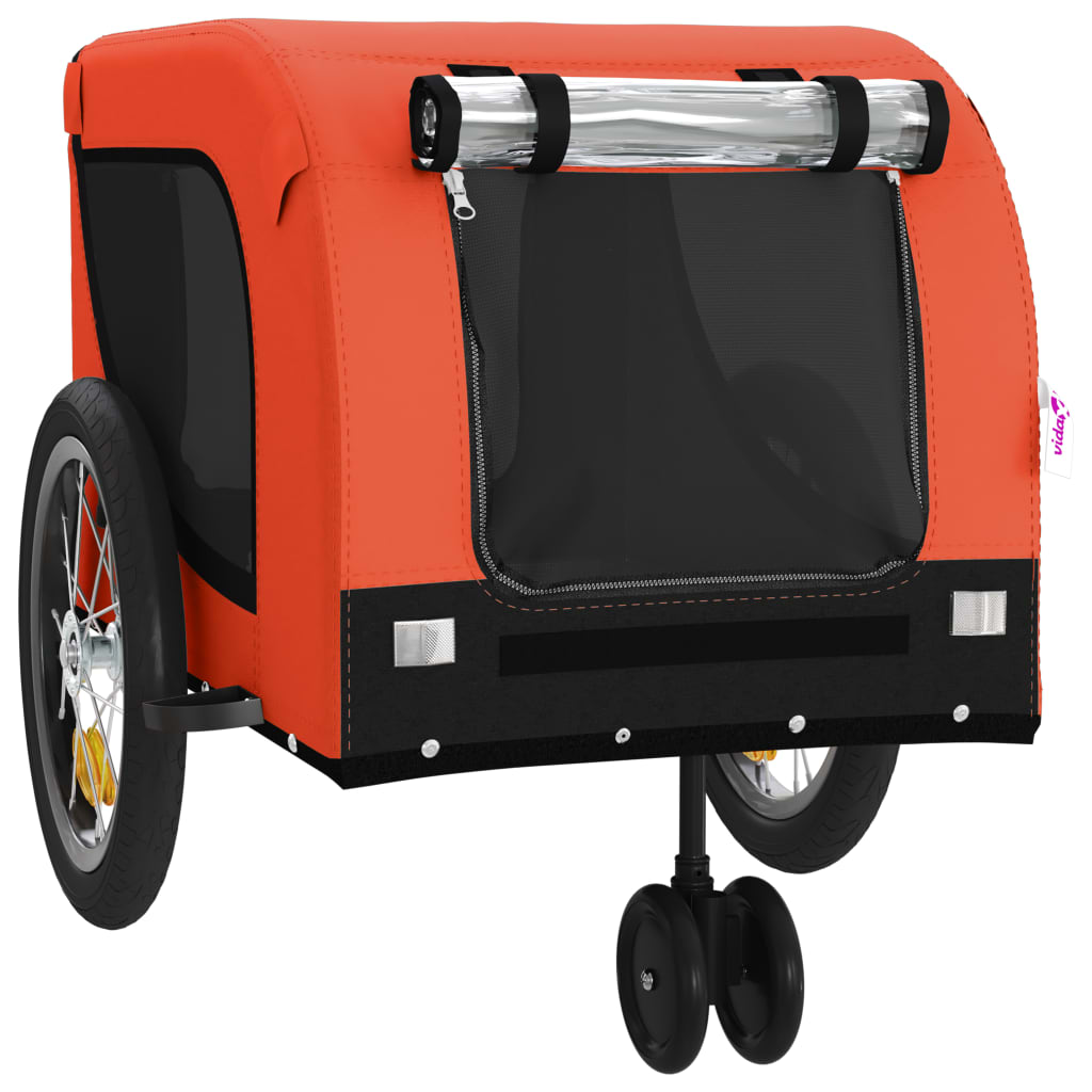 Glamorous Pups : vidaXL Pet Bike Trailer Orange and Black Iron, Oxford fabric, PVC