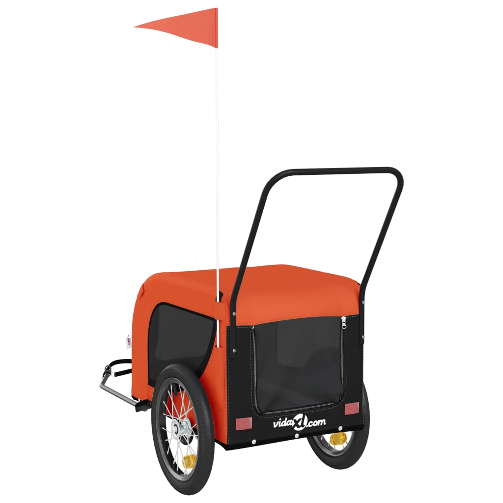 Glamorous Pups : vidaXL Pet Bike Trailer Orange and Black Iron, Oxford fabric, PVC