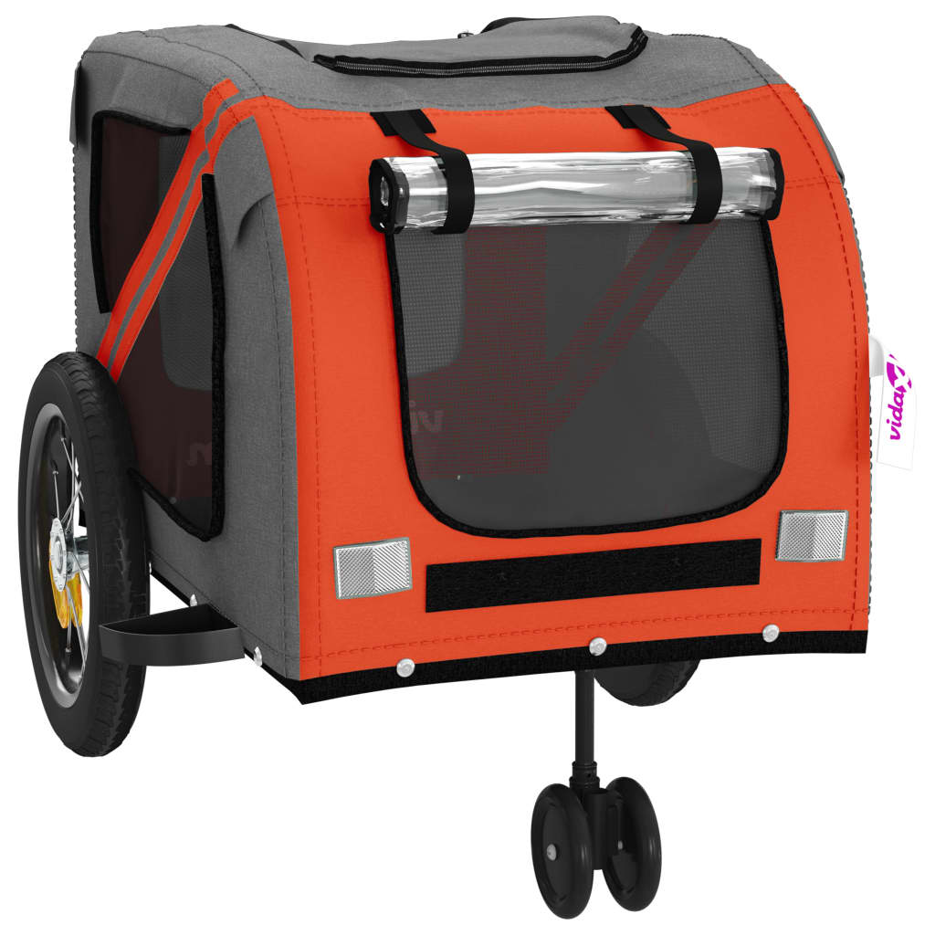Glamorous Pups : vidaXL Pet Bike Trailer Orange and Black Oxford Fabric, Iron, PVC Small
