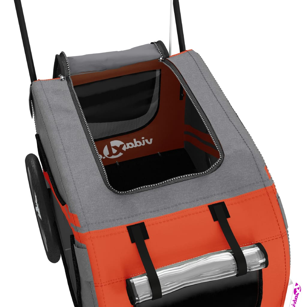 Glamorous Pups : vidaXL Pet Bike Trailer Orange and Black Oxford Fabric, Iron, PVC Small