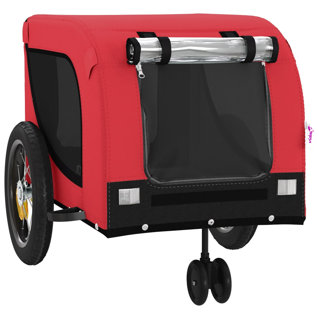 Glamorous Pups : vidaXL Pet Bike Trailer Red and Black Oxford fabric, iron, PVC Durable