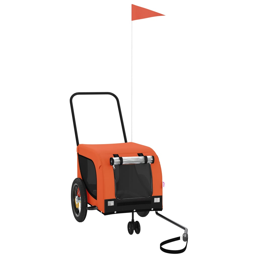 Glamorous Pups : vidaXL Pet Bike Trailer Orange and Black Oxford Fabric, Iron, PVC Small