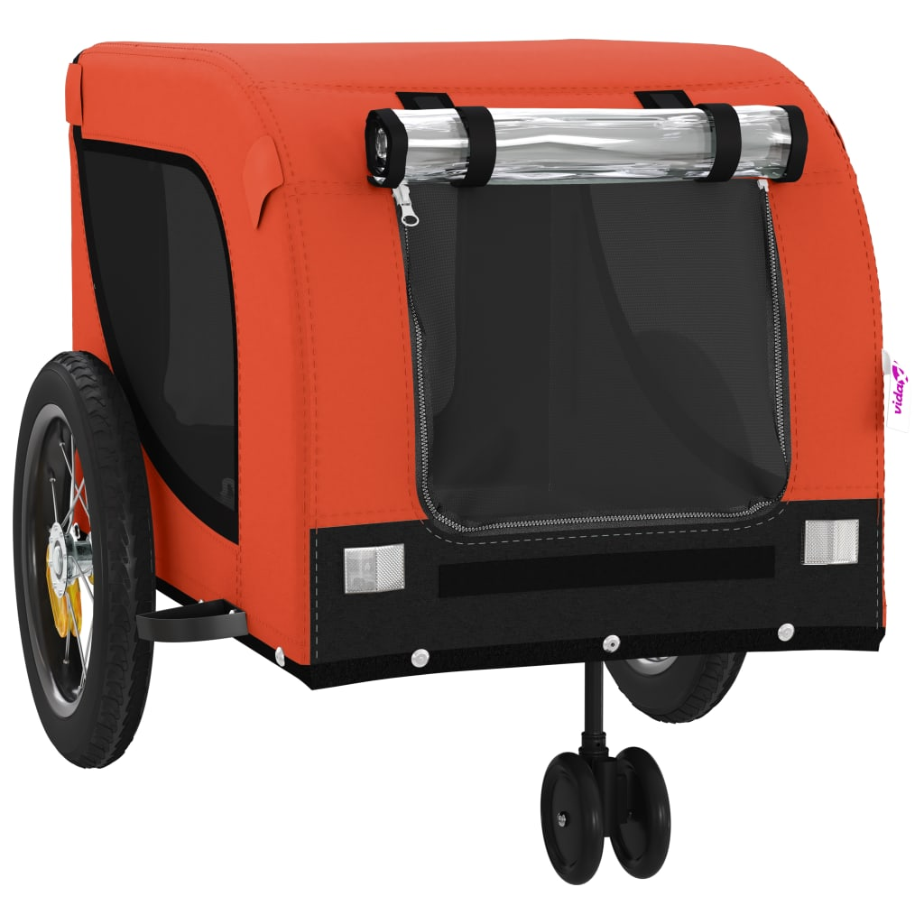 Glamorous Pups : vidaXL Pet Bike Trailer Orange and Black Oxford Fabric, Iron, PVC Small