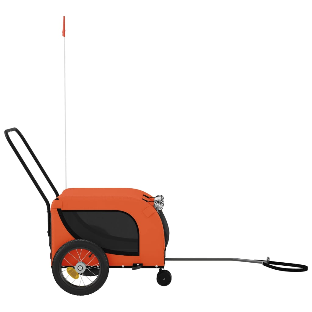Glamorous Pups : vidaXL Pet Bike Trailer Orange and Black Oxford Fabric, Iron, PVC Small
