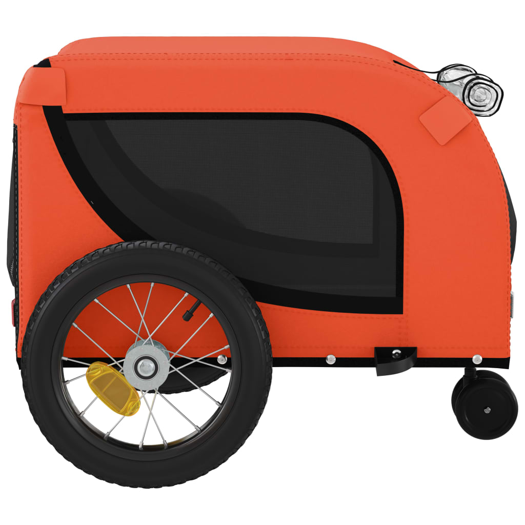 Glamorous Pups : vidaXL Pet Bike Trailer Orange and Black Oxford Fabric, Iron, PVC Small