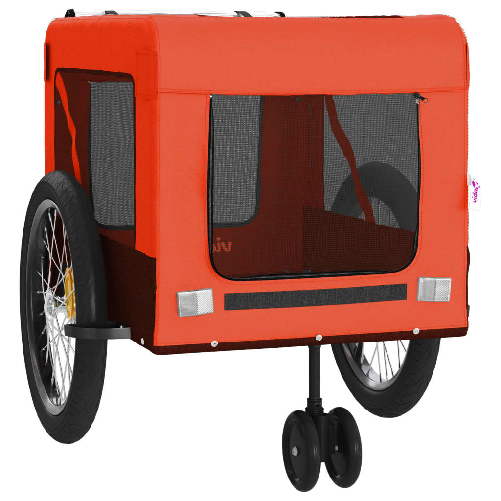 Glamorous Pups : vidaXL Pet Bike Trailer Orange and black Oxford fabric, iron, PVC Medium