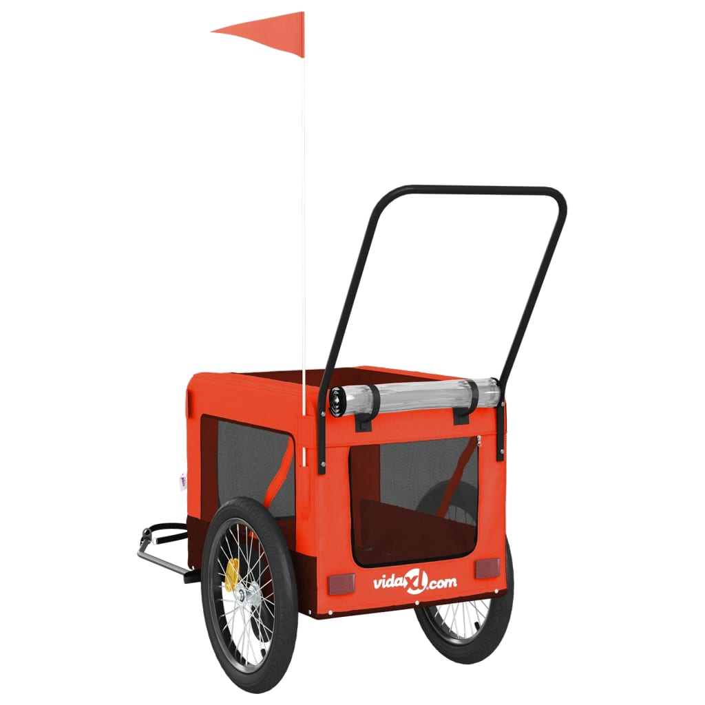 Glamorous Pups : vidaXL Pet Bike Trailer Orange and black Oxford fabric, iron, PVC Medium