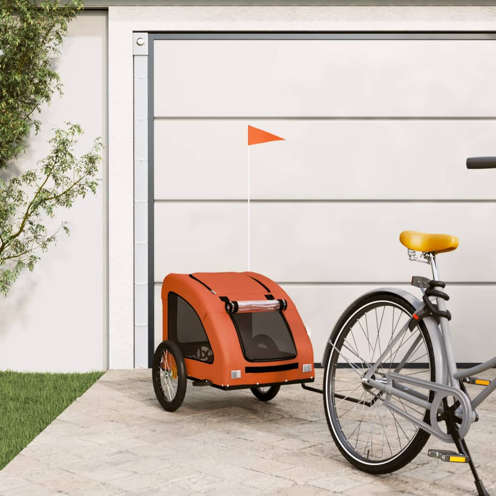 Glamorous Pups : vidaXL Pet Bike Trailer Orange Oxford fabric, iron, PVC Medium Durable
