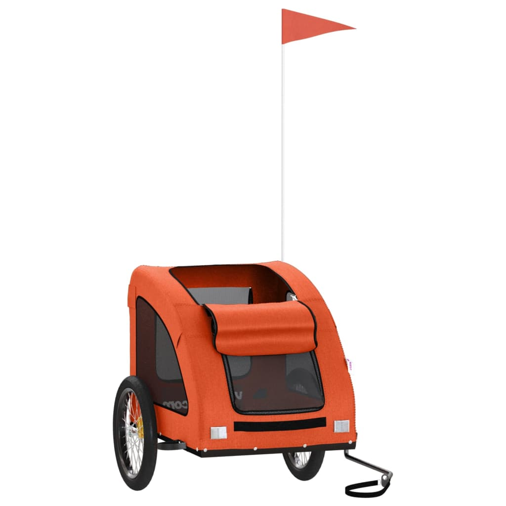 Glamorous Pups : vidaXL Pet Bike Trailer Orange Oxford fabric, iron, PVC Medium Durable