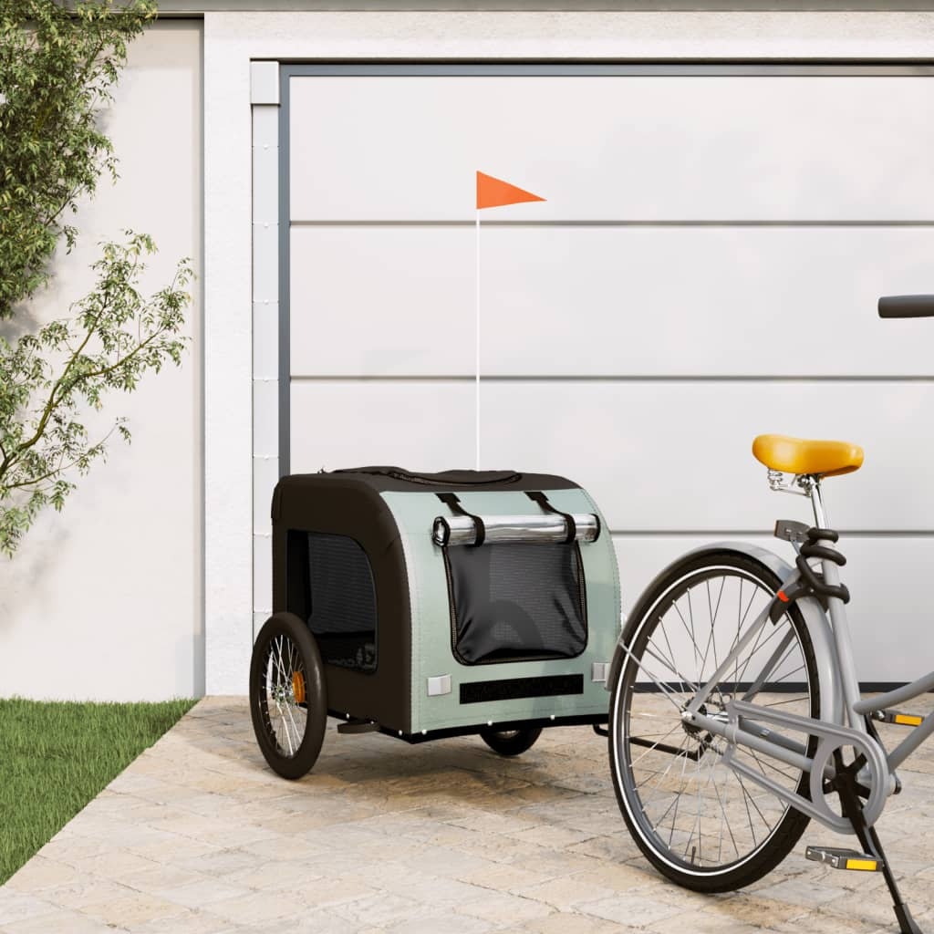 Glamorous Pups : vidaXL Pet Bike Trailer Grey and Black Oxford fabric, Iron, PVC Small
