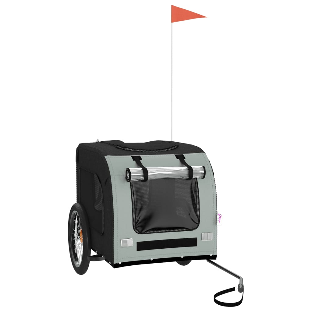 Glamorous Pups : vidaXL Pet Bike Trailer Grey and Black Oxford fabric, Iron, PVC Small