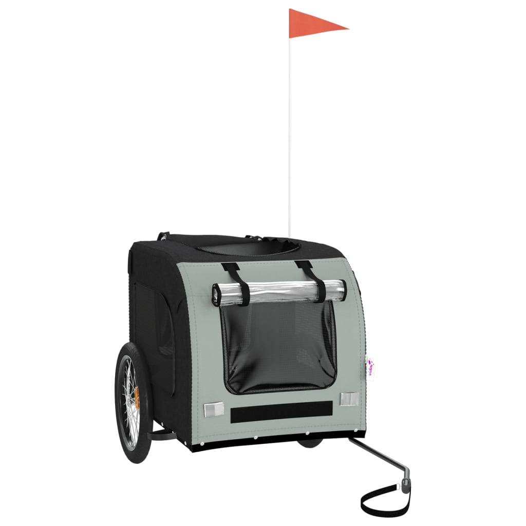 Glamorous Pups : vidaXL Pet Bike Trailer Grey and Black Oxford fabric, Iron, PVC Small