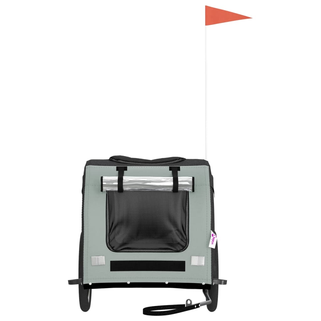 Glamorous Pups : vidaXL Pet Bike Trailer Grey and Black Oxford fabric, Iron, PVC Small