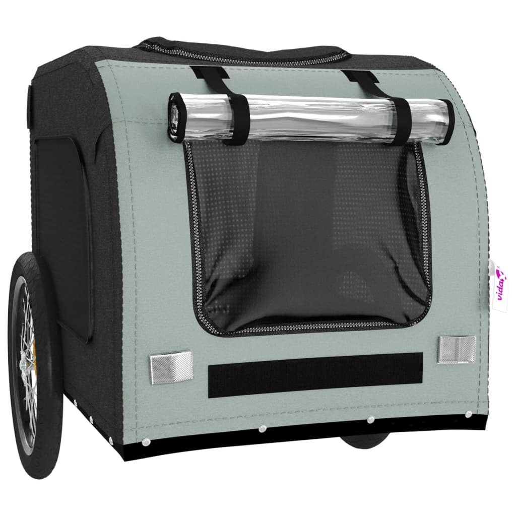 Glamorous Pups : vidaXL Pet Bike Trailer Grey and Black Oxford fabric, Iron, PVC Small