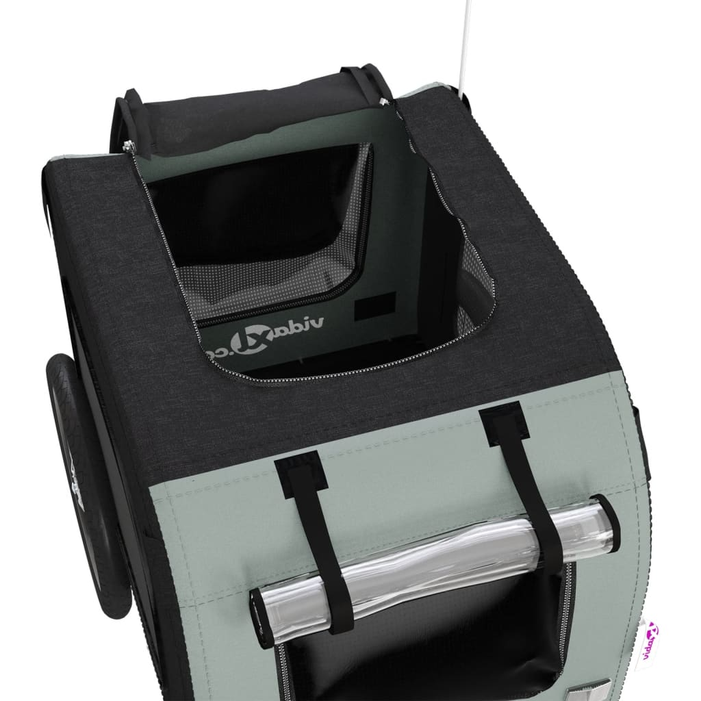 Glamorous Pups : vidaXL Pet Bike Trailer Grey and Black Oxford fabric, Iron, PVC Small