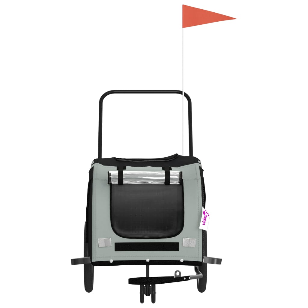 Glamorous Pups : vidaXL Pet Bike Trailer Grey and Black Oxford Fabric and Iron Medium