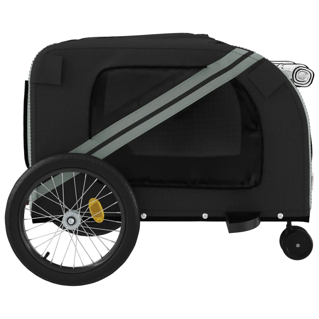 Glamorous Pups : vidaXL Pet Bike Trailer Grey and Black Oxford Fabric and Iron Medium