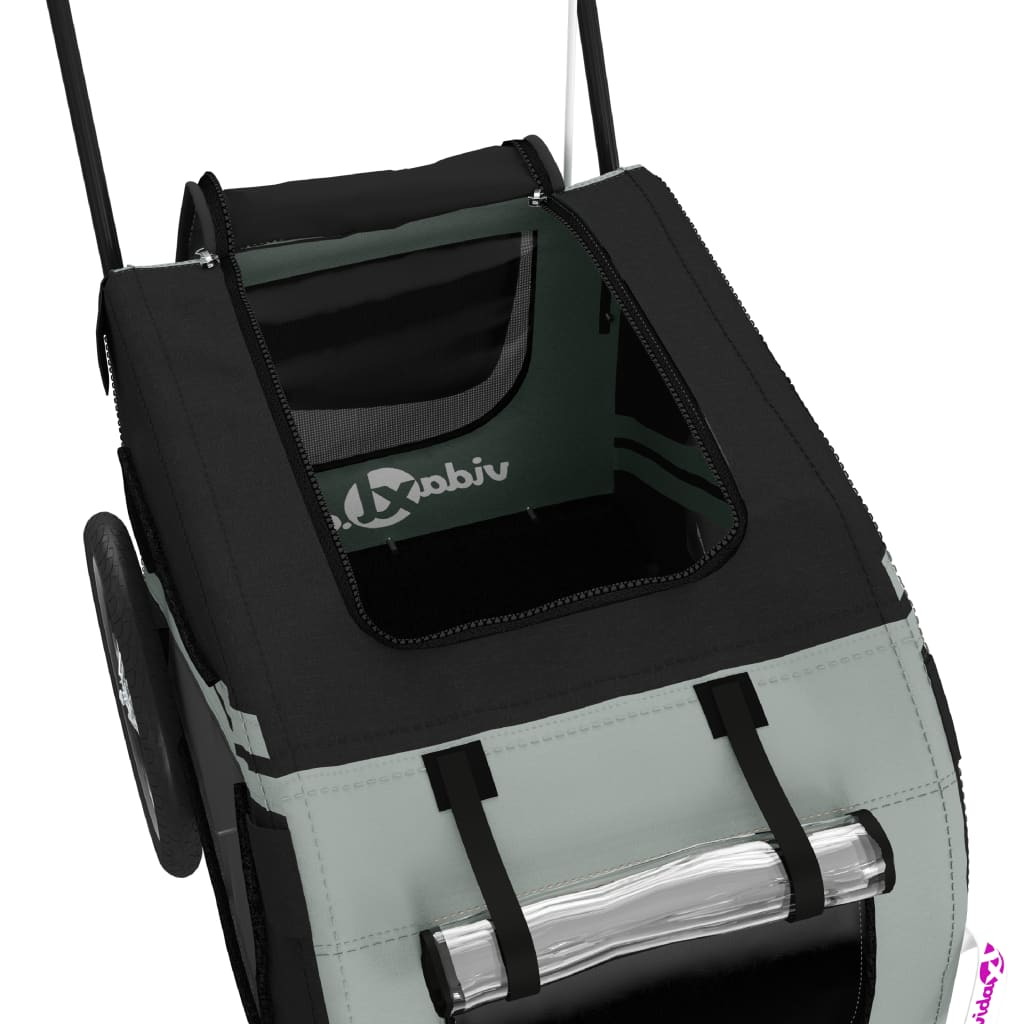 Glamorous Pups : vidaXL Pet Bike Trailer Grey and Black Oxford Fabric and Iron Medium