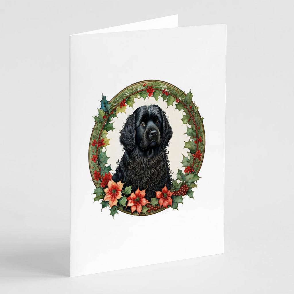 Glamorous Pups : Puli Christmas Flowers Greeting Cards Pack of 8
