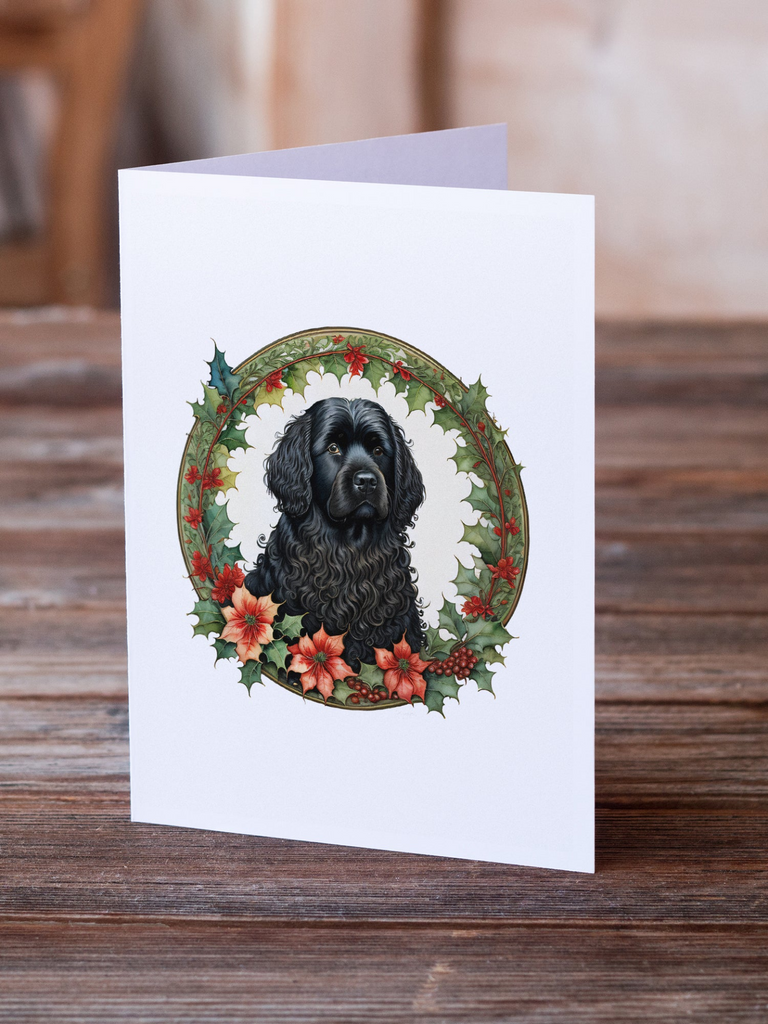 Glamorous Pups : Puli Christmas Flowers Greeting Cards Pack of 8