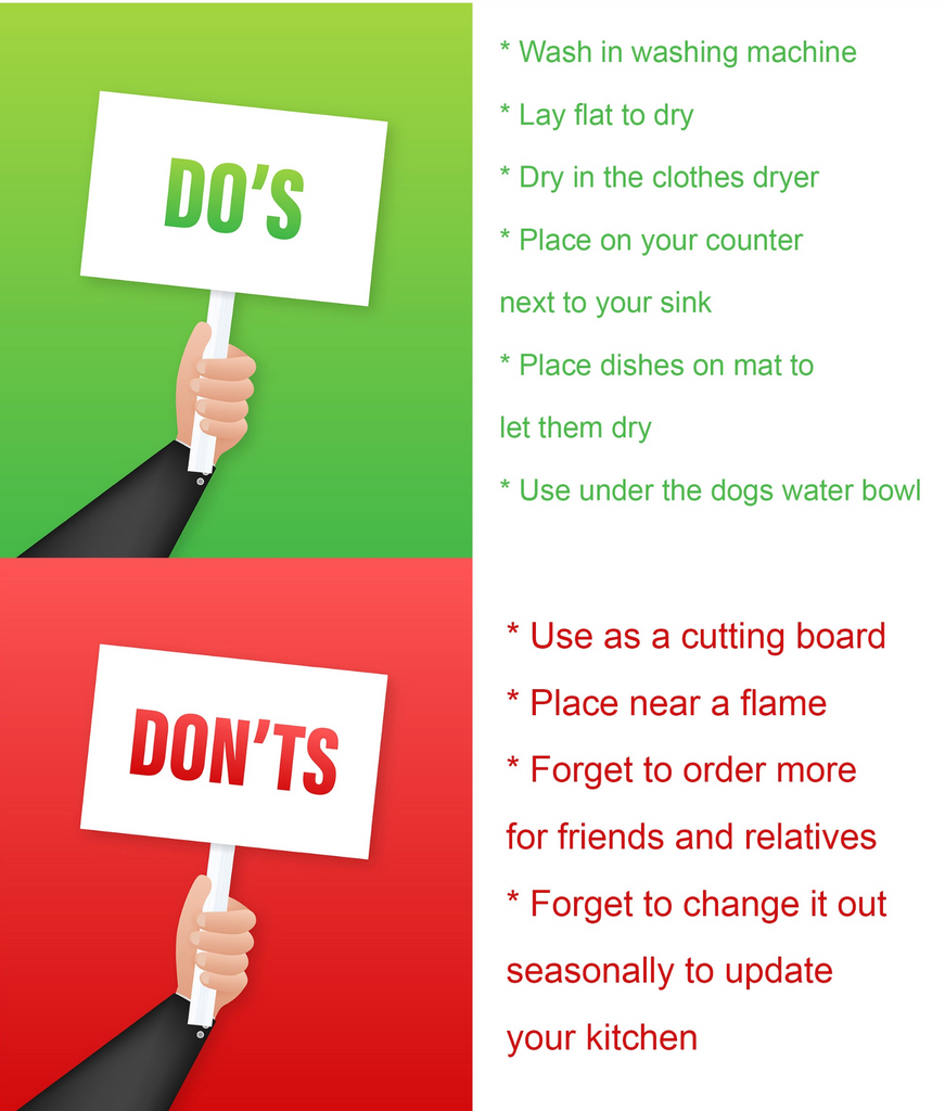 Illustration with 'DO's' and 'DON'Ts' signs on a green and red background.