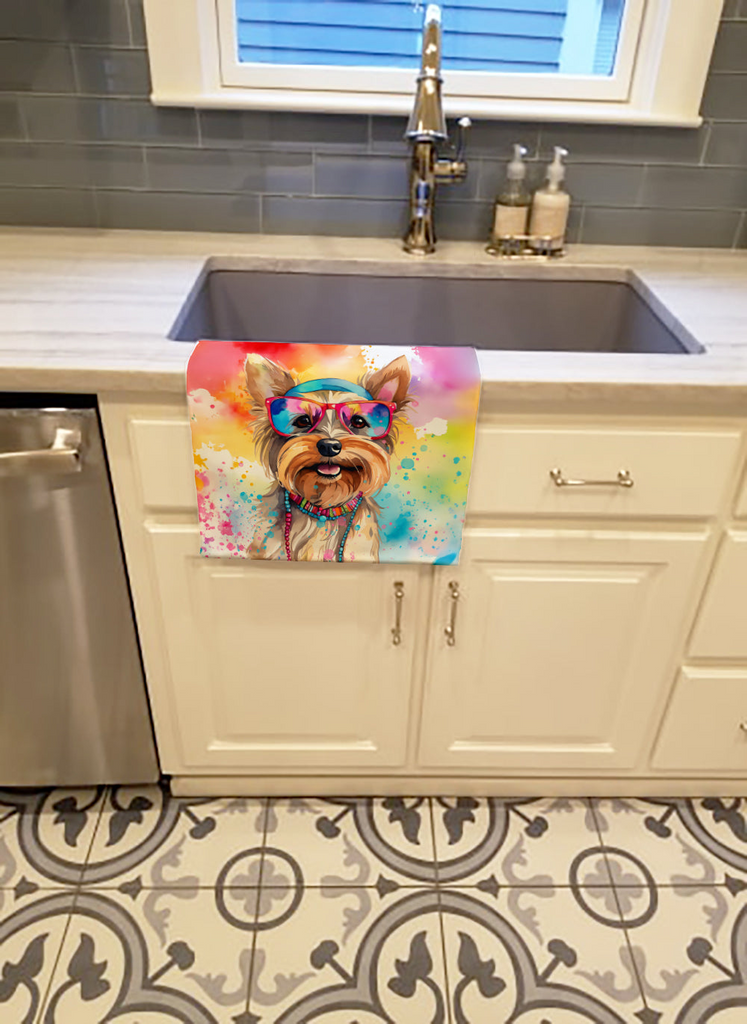 Glamorous Pups : Yorkshire Terrier Hippie Dawg Kitchen Towel