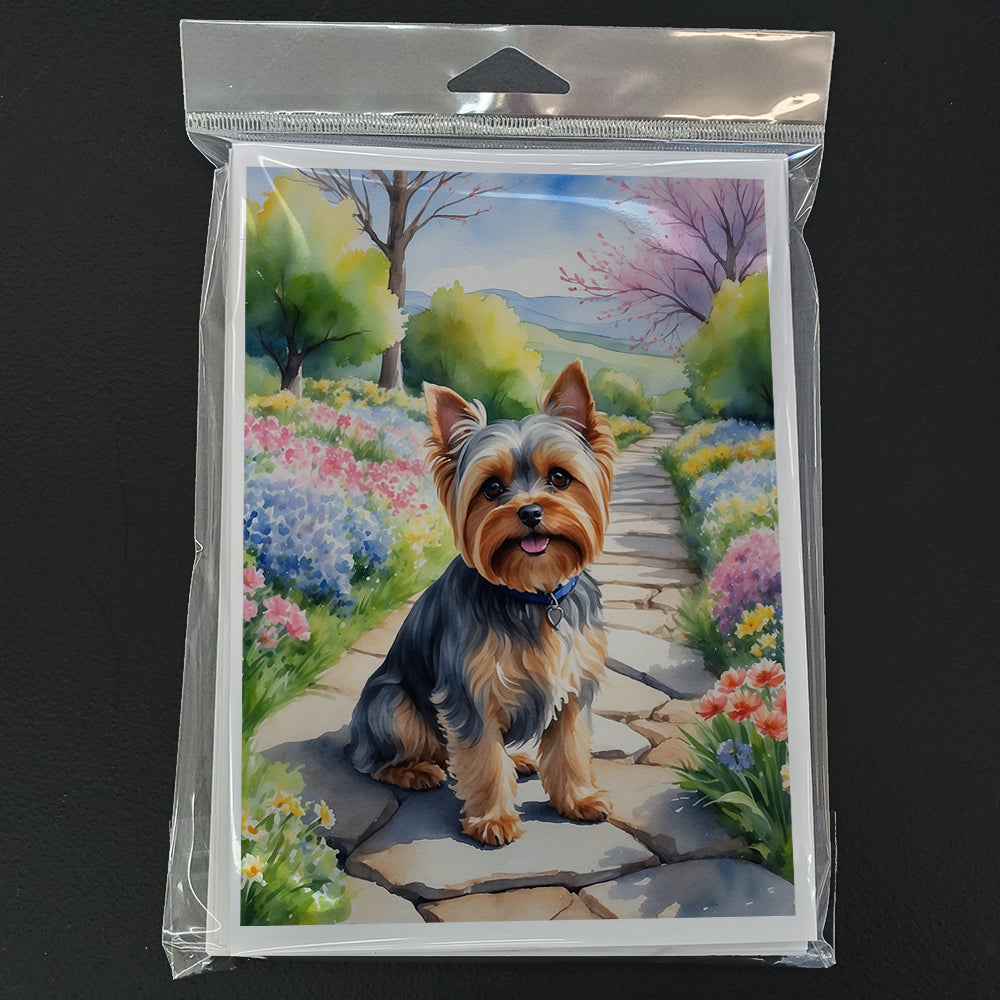 Glamorous Pups : Yorkshire Terrier Spring Path Greeting Cards Pack of 8