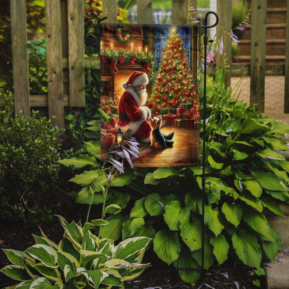 Glamorous Pups : Yorkshire Terrier Yorkie and Santa Claus Garden Flag