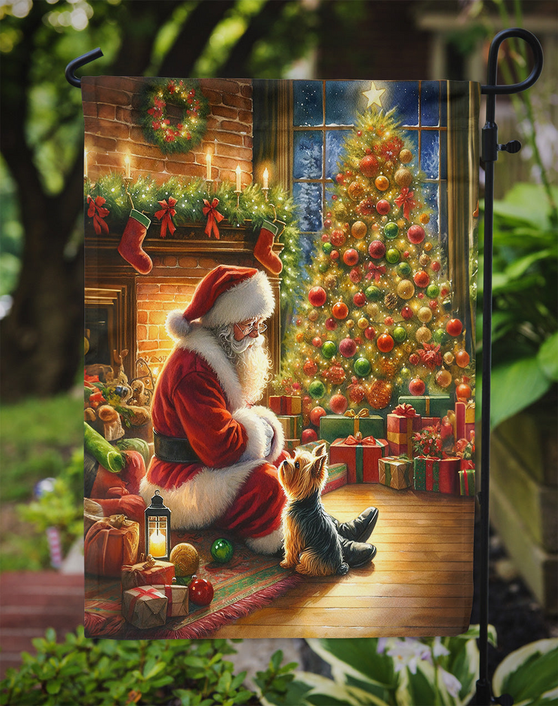 Glamorous Pups : Yorkshire Terrier Yorkie and Santa Claus Garden Flag