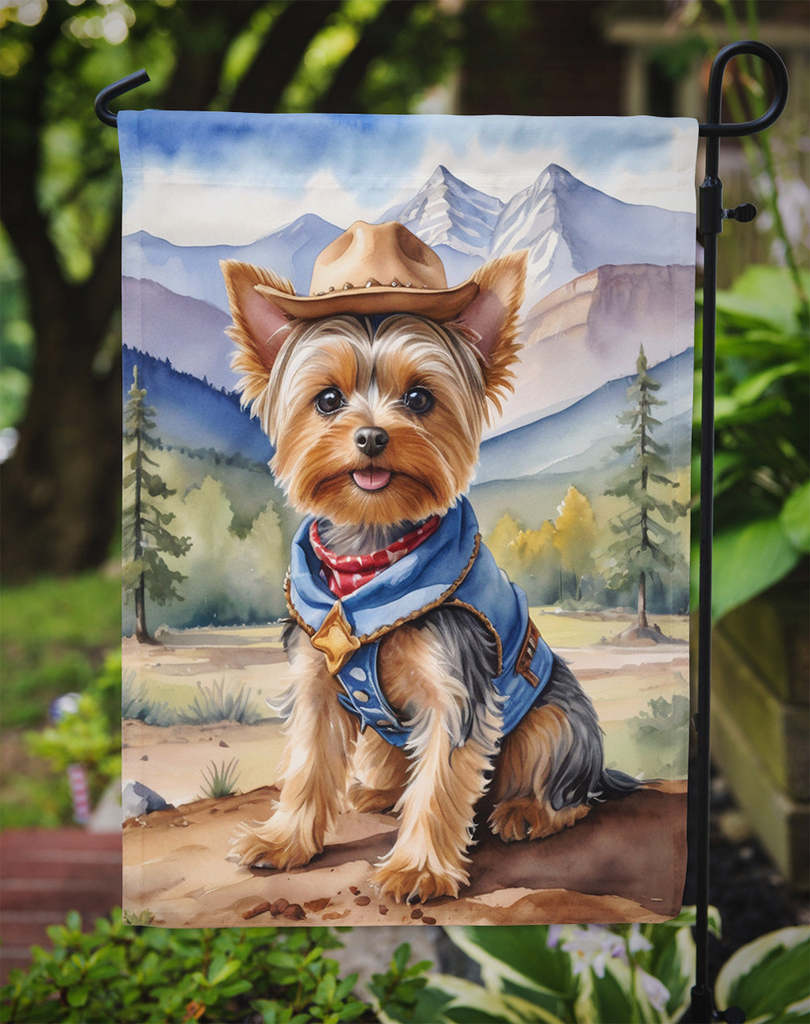 Glamorous Pups : Yorkshire Terrier Yorkie Cowboy Welcome Garden Flag