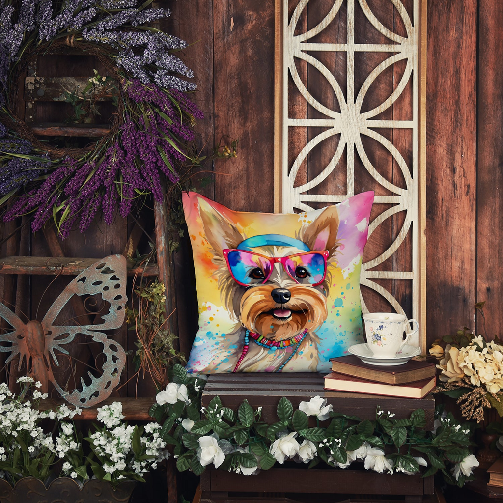 Glamorous Pups : Yorkshire Terrier Hippie Dawg Throw Pillow