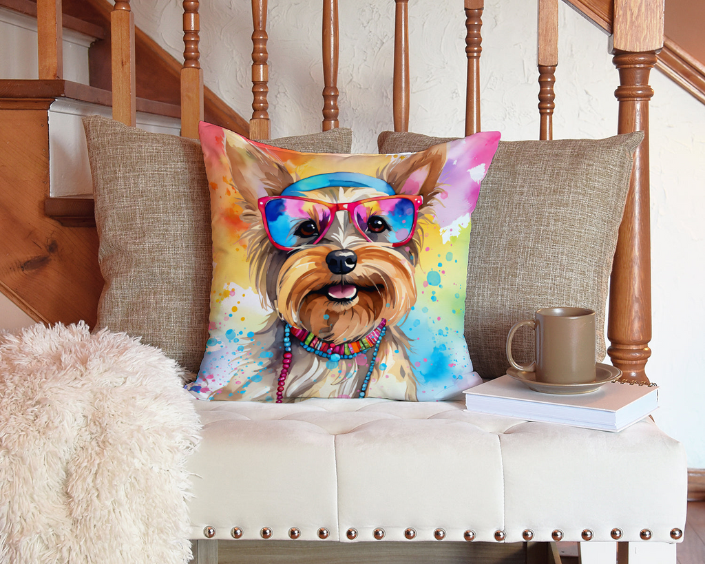 Glamorous Pups : Yorkshire Terrier Hippie Dawg Throw Pillow