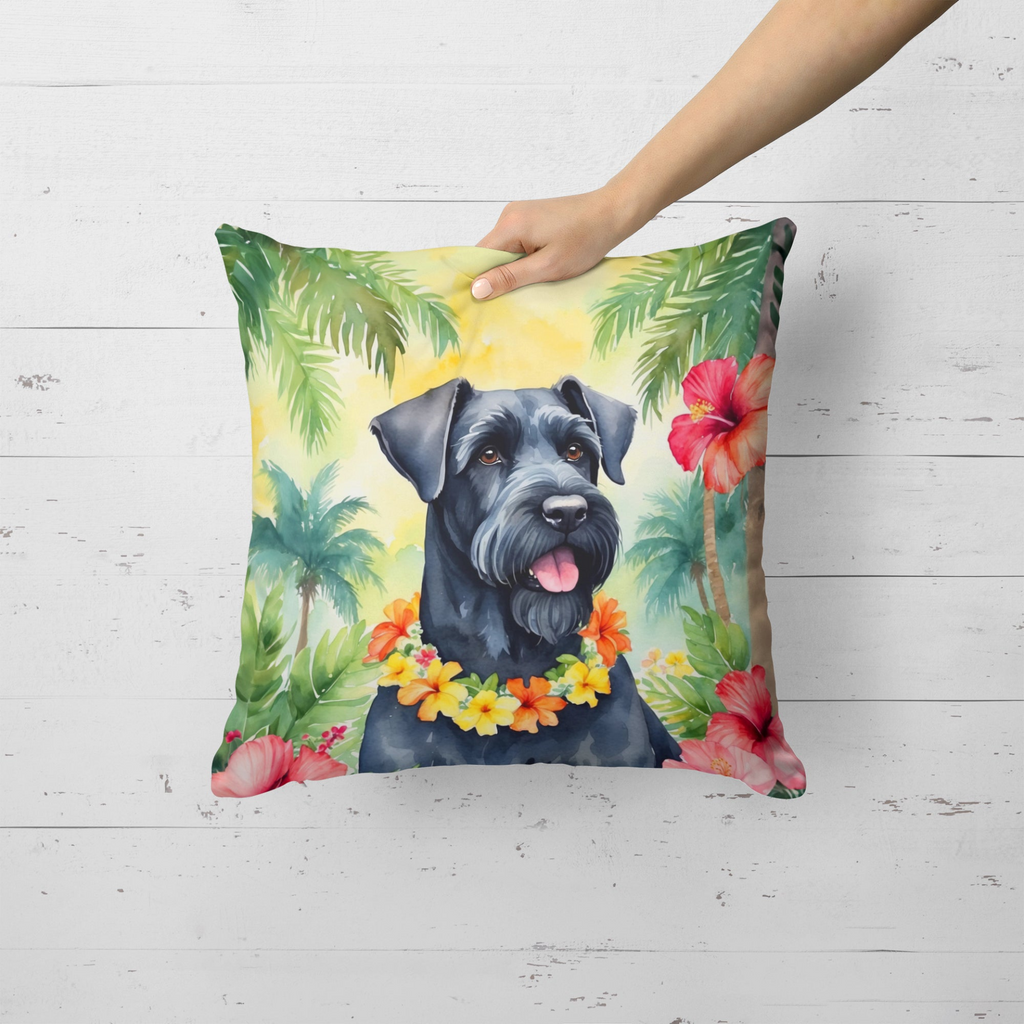 Glamorous Pups : Giant Schnauzer Luau Throw Pillow