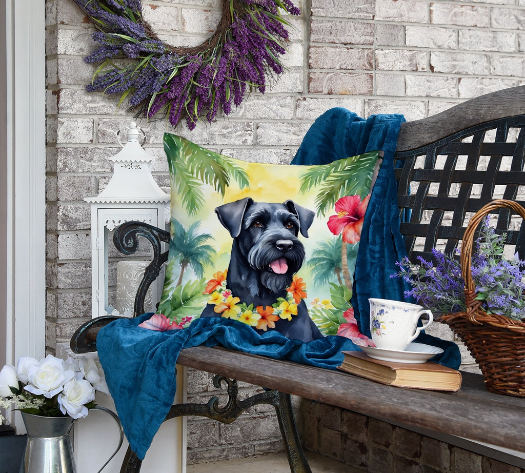 Glamorous Pups : Giant Schnauzer Luau Throw Pillow