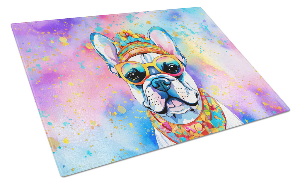 Glamorous Pups : French Bulldog Hippie Dawg Glass Cutting Board